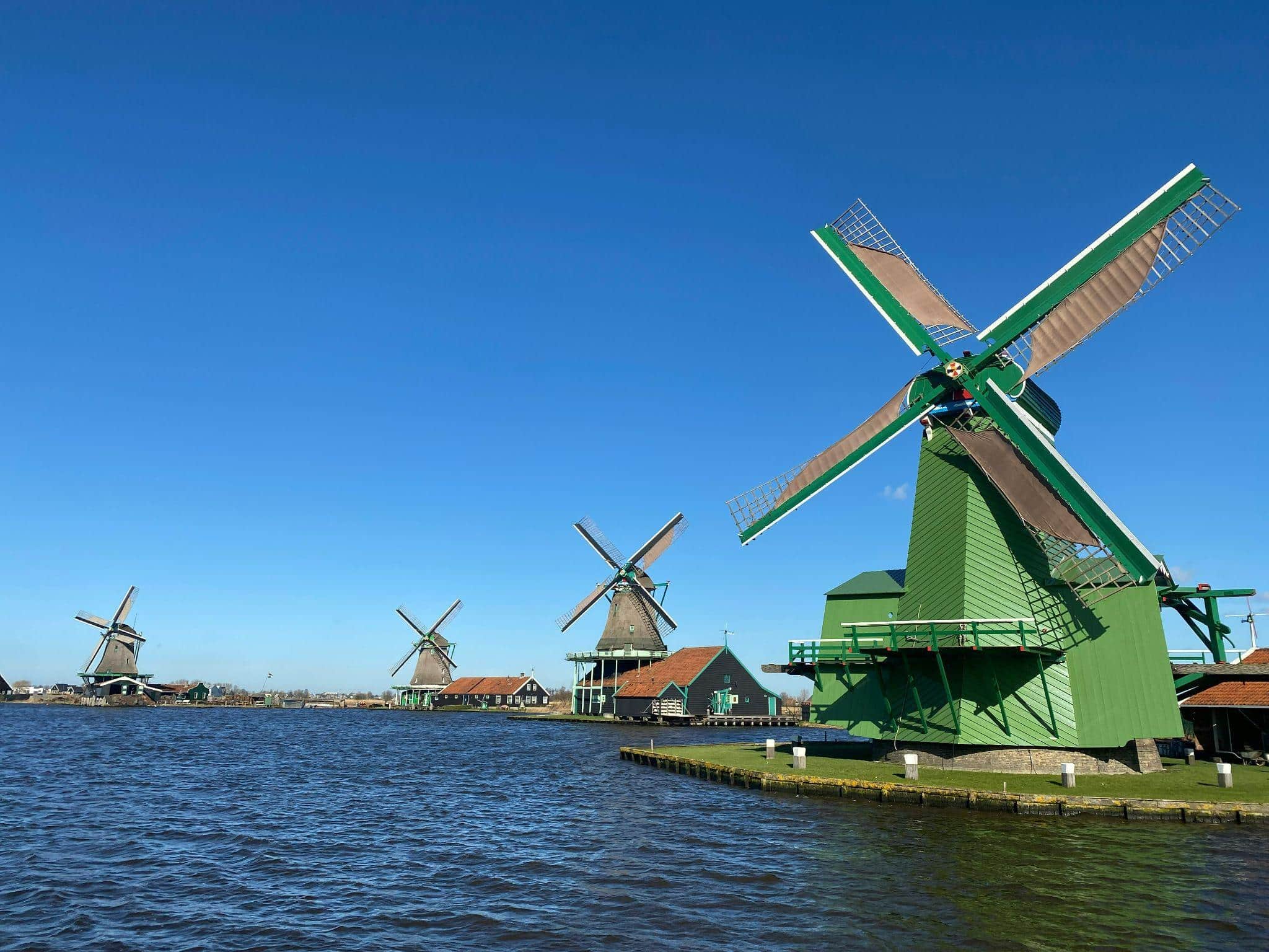 Die ikonischen niederländischen Windmühlen kann man bei der Zaanse schans besichtigen